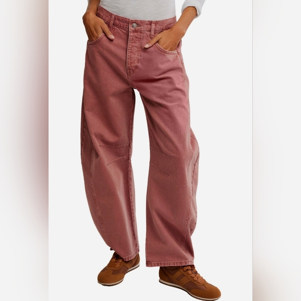 Free People Good Luck Mid Rise Barrel Leg Jeans